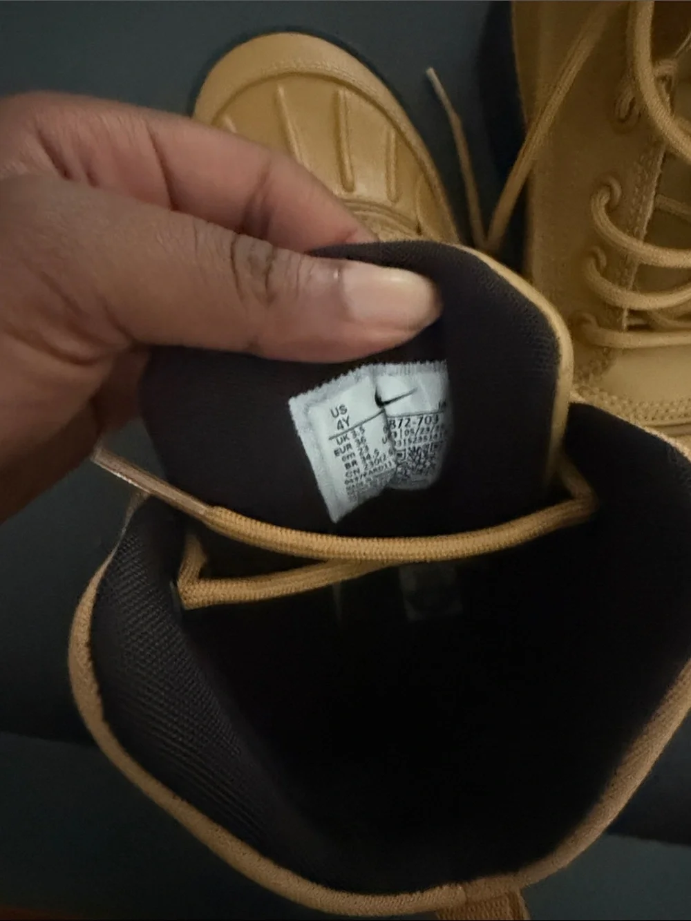 Nike Kids Tan/Black High-Top Lace-Up Boots